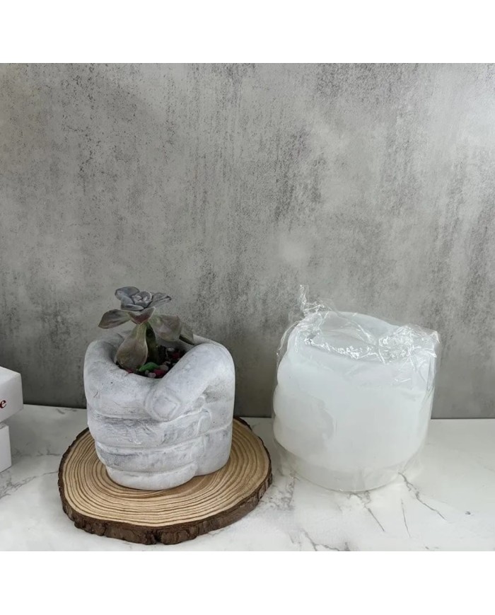 Yumruk Beton Saksı Kalıbı - Hobi Silikon Kalıbı -Kod:1063