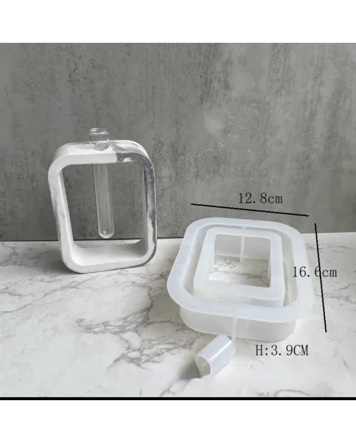 Dikdörtgen İçi Boş Beton Saksı Kalıbı - Hobi Silikon Kalıbı -Kod:510