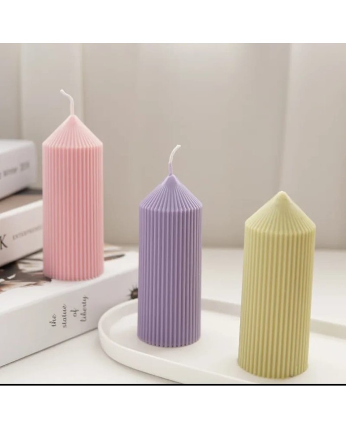 Çizgili Roket Mum Kalıbı - Hobi Silikon Kalıbı -Kod:501