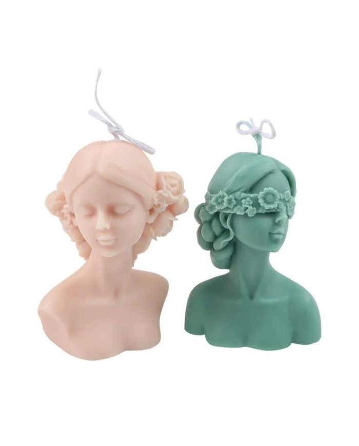 Çiçek Maskeli Kadın Mum Kalıbı - Hobi Silikon Kalıbı -Kod:1024