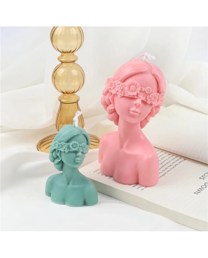 Çiçek Maskeli Kadın Mum Kalıbı - Hobi Silikon Kalıbı -Kod:1024