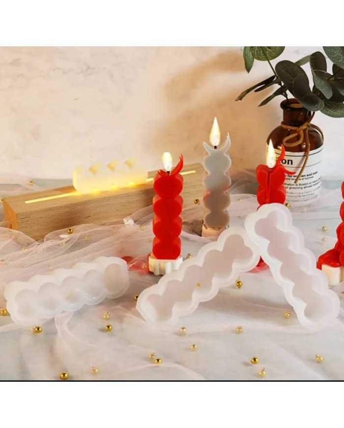 Kalp Kule Mum Kalıbı - Hobi Silikon Kalıbı -Kod:487