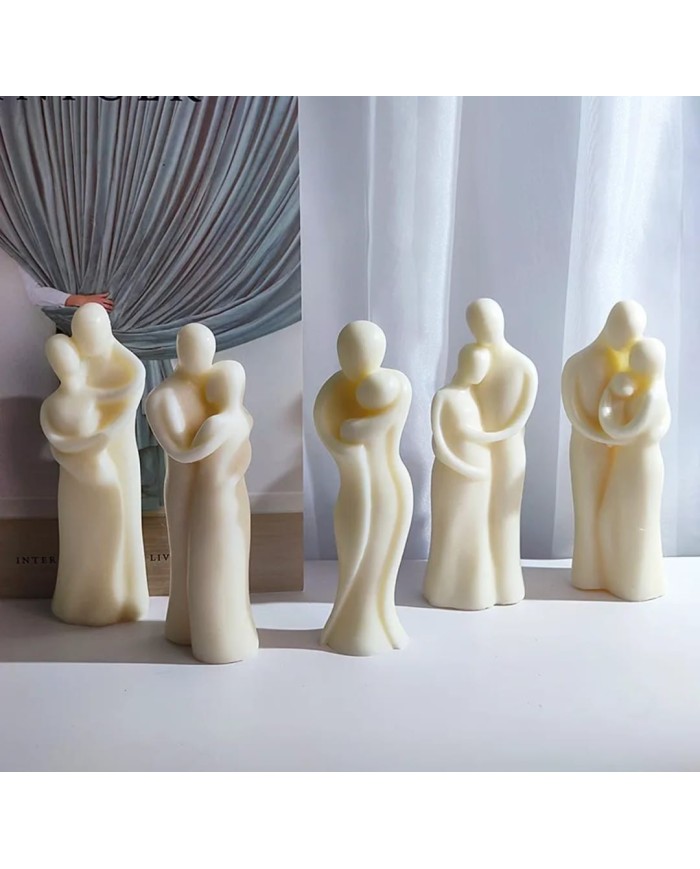 Yüz Yüze Sarılan Çift Mum Kalıbı - Hobi Silikon Kalıbı -Kod: