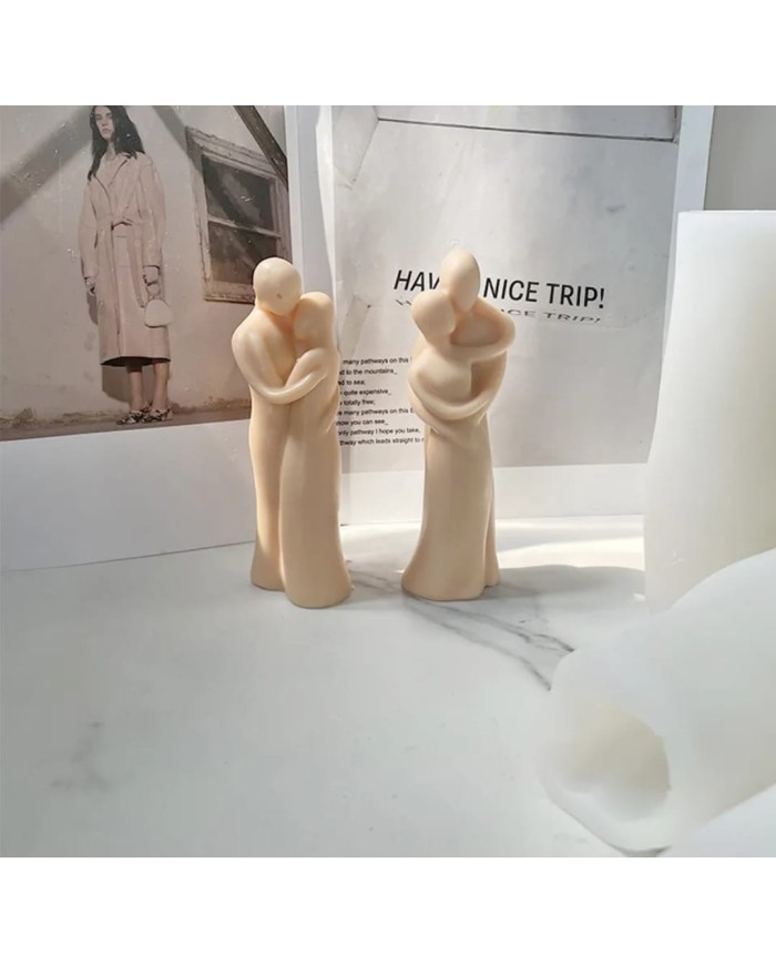 Yüz Yüze Sarılan Çift Mum Kalıbı - Hobi Silikon Kalıbı -Kod: