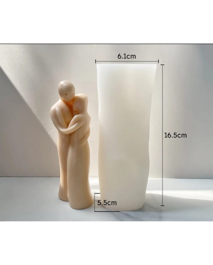 Yüz Yüze Sarılan Çift Mum Kalıbı - Hobi Silikon Kalıbı -Kod: