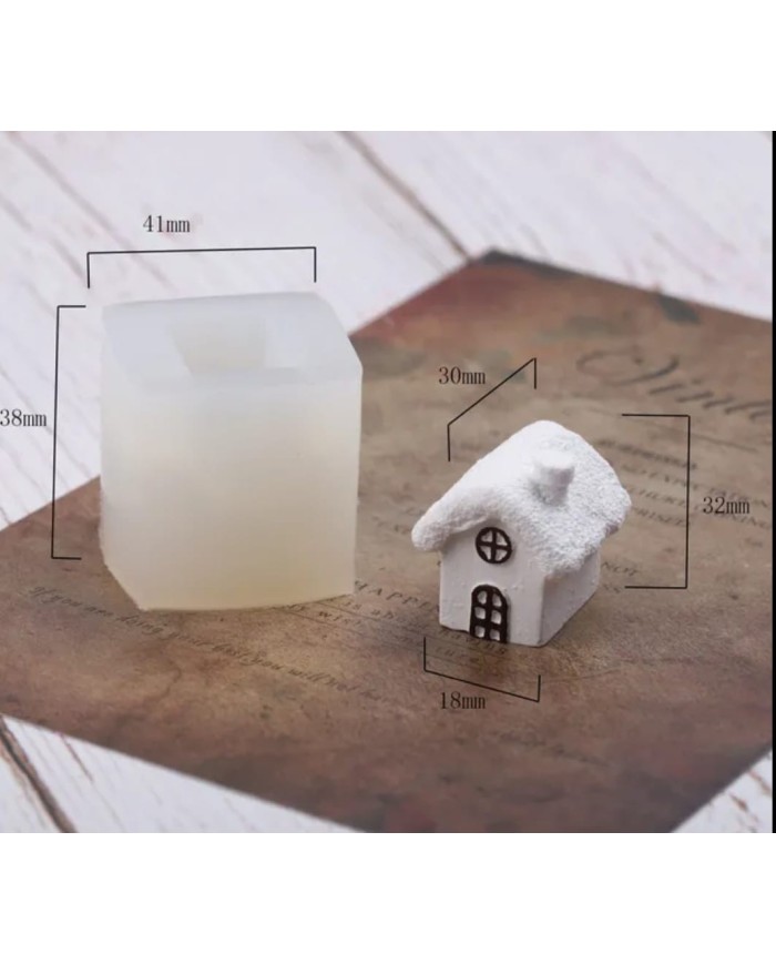 Yuvarlak Bacalı Ev Beton Kalıbı - Hobi Silikon Kalıbı -Kod:1076