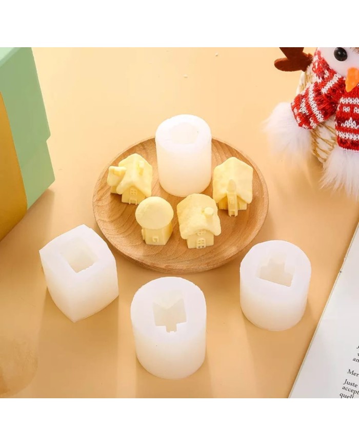 Dikdörtgen Bacalı Ev Beton Kalıbı - Hobi Silikon Kalıbı -Kod: