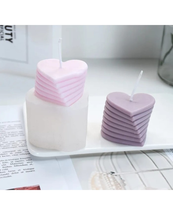 Kalp İstif Mum Kalıbı - Hobi Silikon Kalıbı -Kod:414