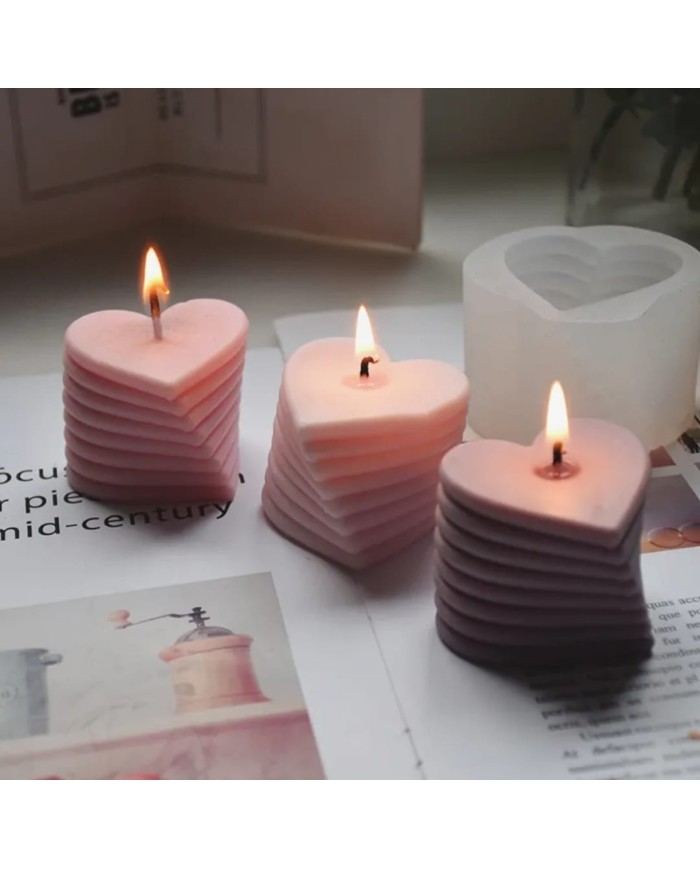 Kalp İstif Mum Kalıbı - Hobi Silikon Kalıbı -Kod:414
