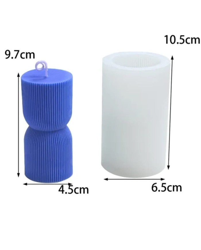 Desenli Küçük Sütun Mum Kalıbı - Hobi Silikon Kalıbı -Kod:529