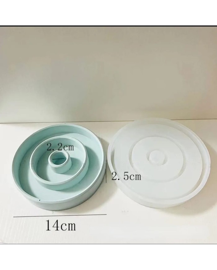 Çember içi Çember Tabanlı Mum Altlığı Kalıbı - Hobi Silikon Kalıbı -Kod: