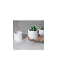 Desenli Model Yuvarlak Beton Saksı Kalıbı - Hobi Silikon Kalıbı -Kod: