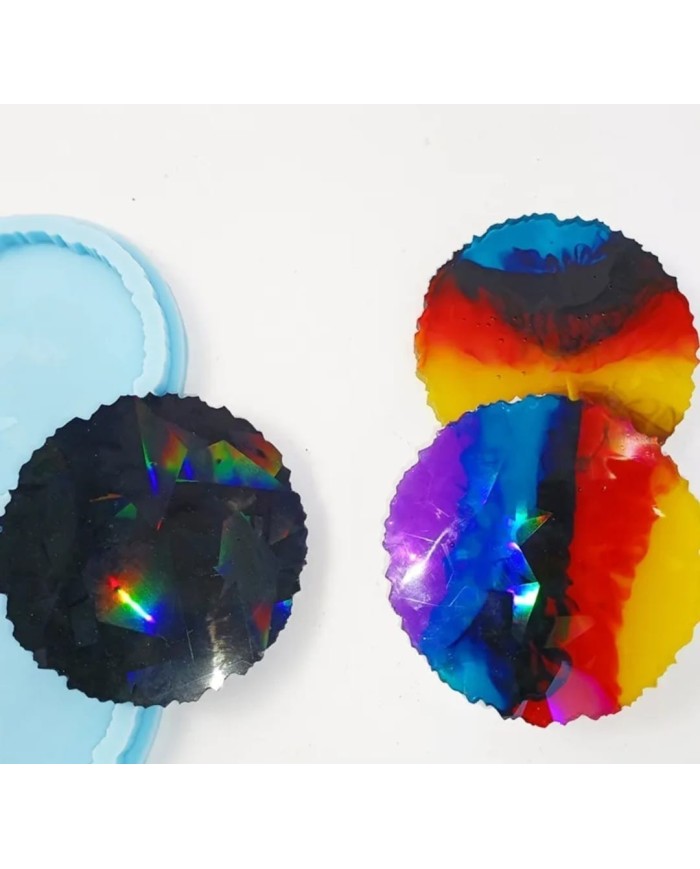 Çoklu Tırtıklı Hologram Magnet Bardak Altlığı Silikon Epoksi Kalıbı - Kod:538