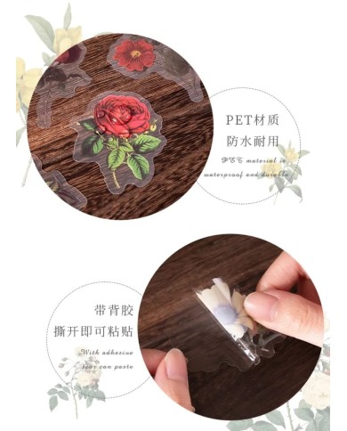 1 Paket - Mix Açık Pembe Çiçek Sticker