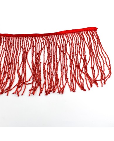 1 Metre - Boncuklu 15 cm - Püskül Saçak Kırmızı