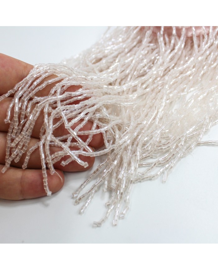 1 Metre - Boru Boncuklu 15 cm - Püskül Saçak Toz Pembe