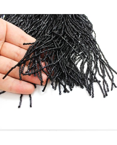 10 Metre - Boncuklu 15 cm - Püskül Saçak Siyah