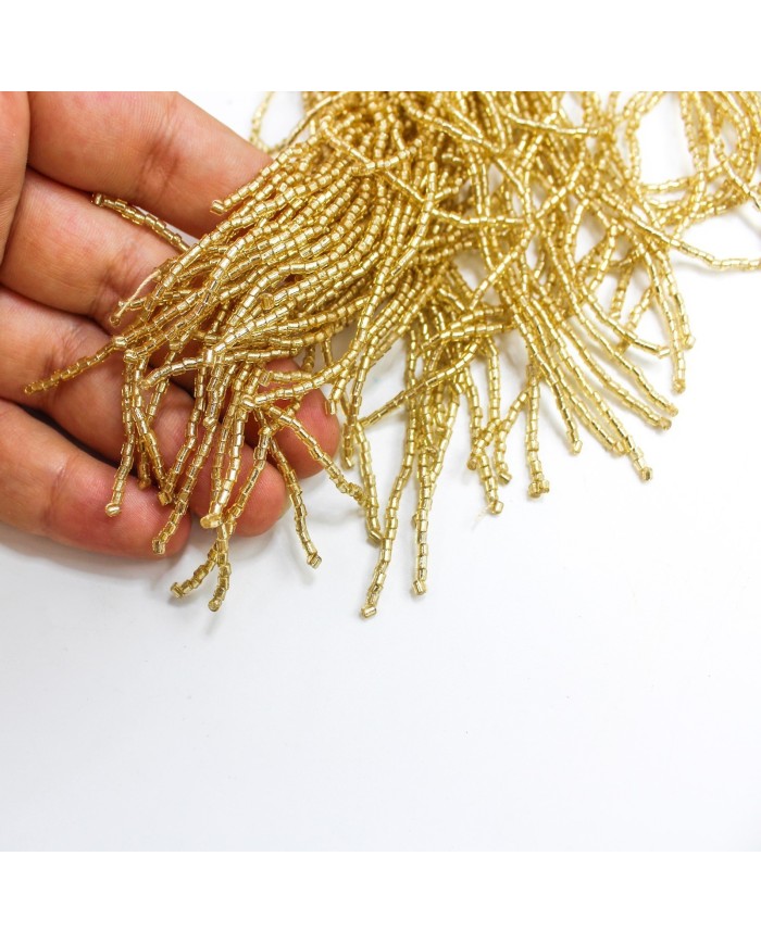1 Metre - Boncuklu 15 cm - Püskül Saçak Gold