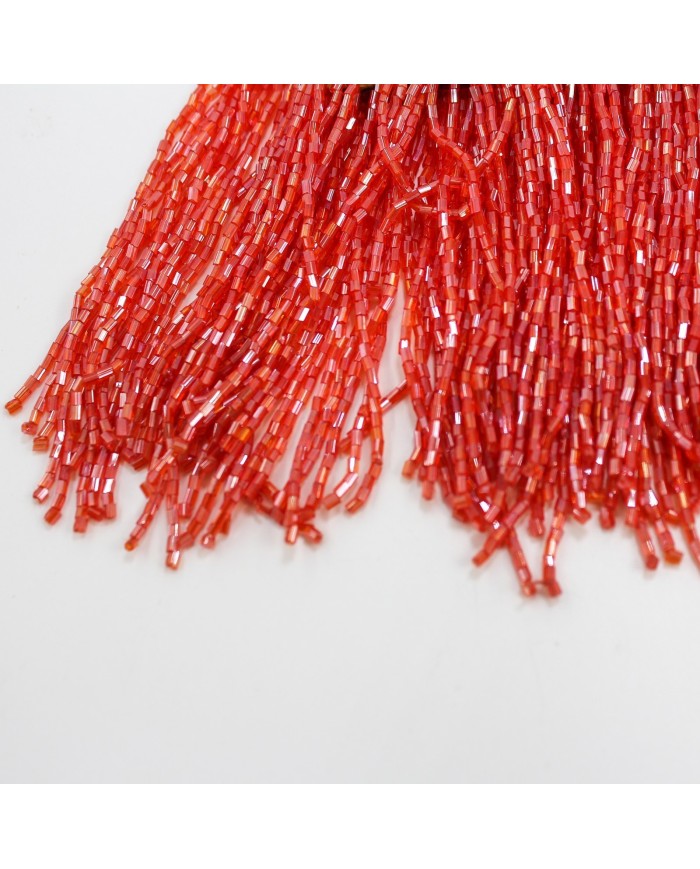1 Metre - Boncuklu 15 - cm Püskül Saçak - JanJan Kırmızı