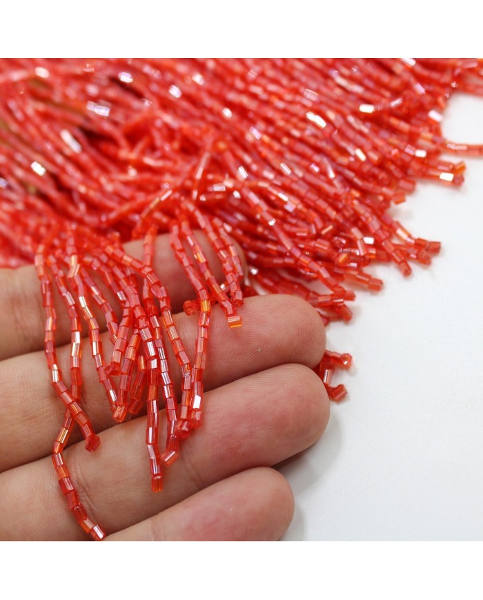 1 Metre - Boncuklu 15 - cm Püskül Saçak - JanJan Kırmızı