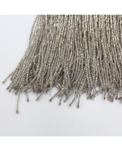 10 Metre - Boru Boncuklu 15 cm - Püskül Saçak Gümüş