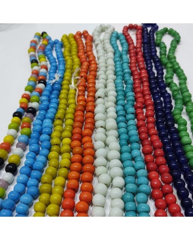 50 Adet - El Yapımı Cam Boncuk - Kırmızı