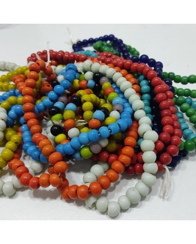 50 Adet - El Yapımı Cam Boncuk - Kırmızı