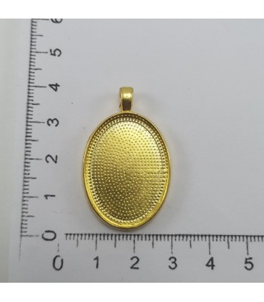 Metal Kolye Ucu - Oval - Gold 10 Adet