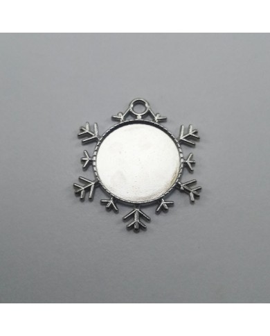 Metal Kolye Ucu - Kar Tanesi 1 Adet Gümüş