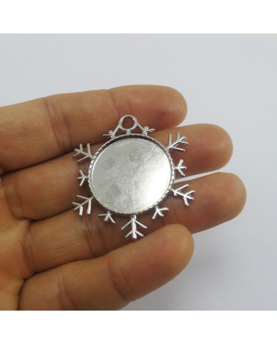 Metal Kolye Ucu - Kar Tanesi 1 Adet Gümüş