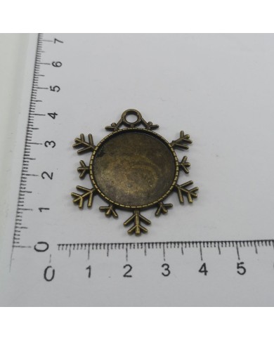 Metal Kolye Ucu - Kar Tanesi 1 Adet Antik Sarı