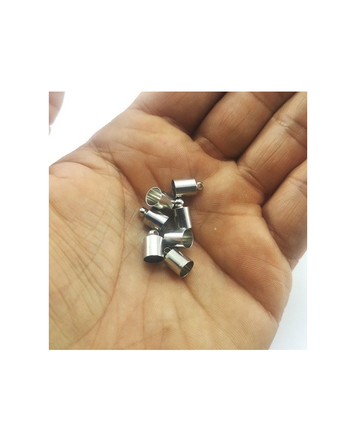 10 mm Huni Boncuk Kapak - Boncuk Şapkası - Gümüş - 10 Adet