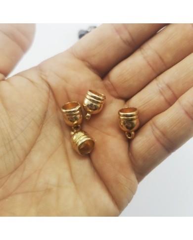 14 mm Huni Boncuk Kapak - Boncuk Şapkası - Gold- 10 Adet
