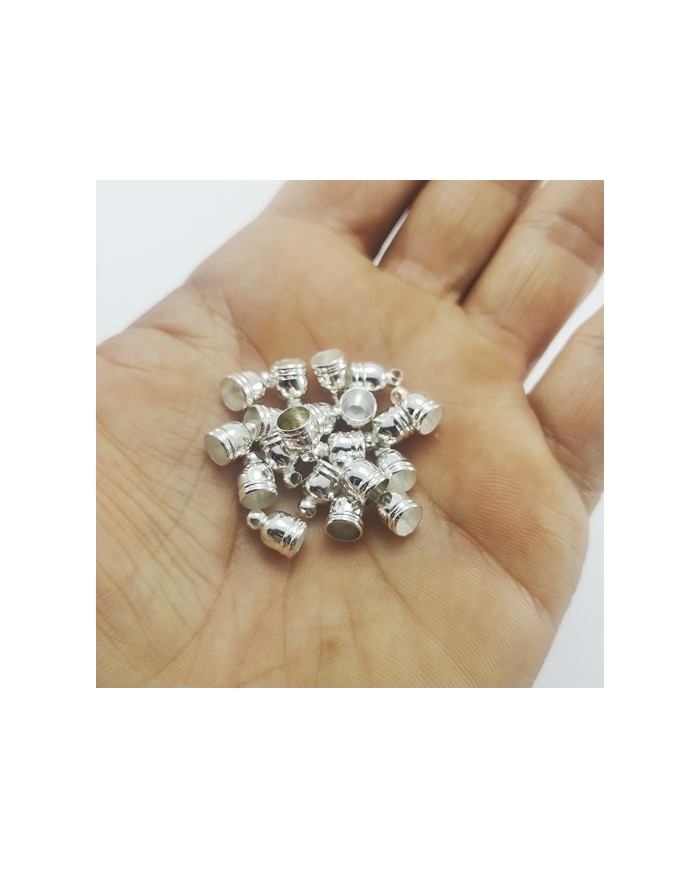 9mm Huni Boncuk Kapak - Boncuk Şapkası - Gümüş - 50 Adet