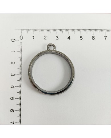 Yuvarlak Üstten Kulplu Reçine Metal Kolye Ucu - Antik Sarı