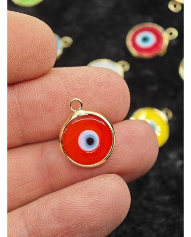 Cam El Yapımı Murano Lak Kaplama Kolye Ucu - Nar Çiçeği
