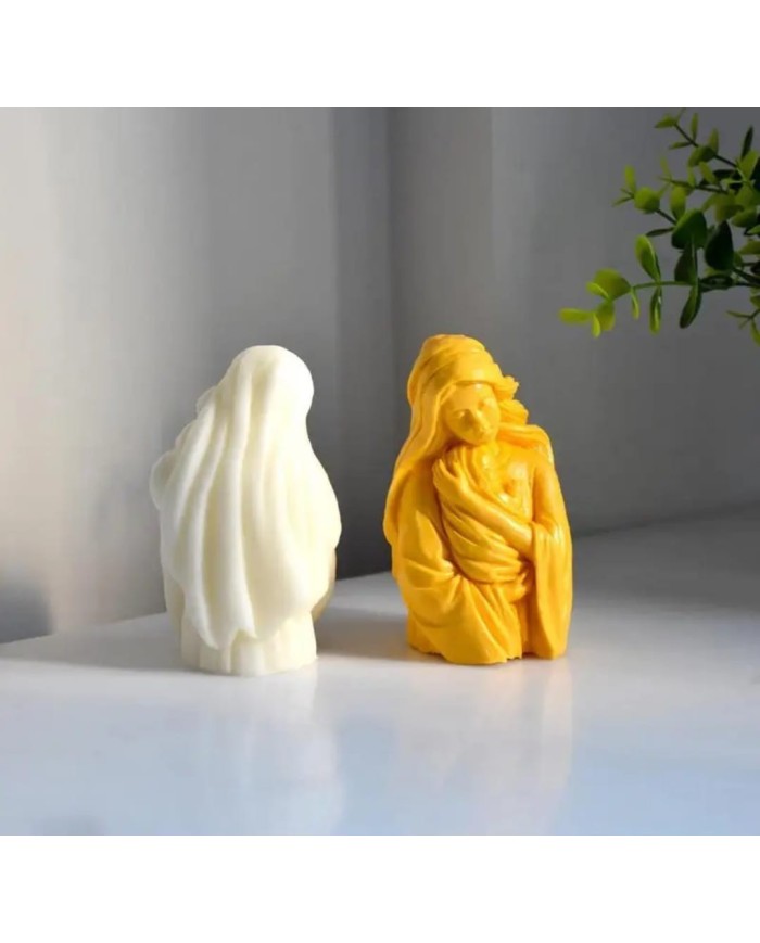 Bakire Mary İsa Anne Bebek Mum Silikon Kalıbı - Kod: