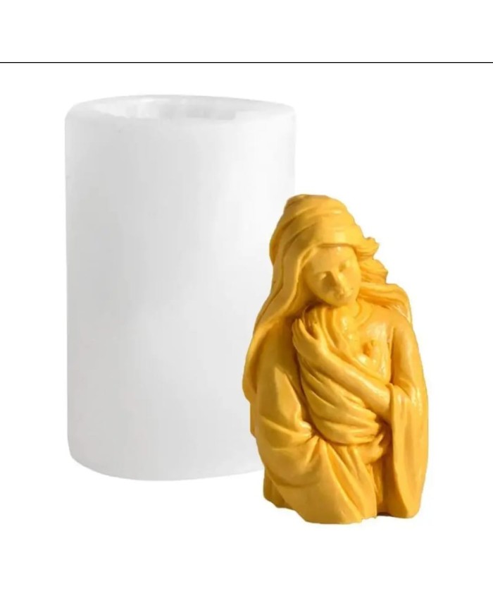 Bakire Mary İsa Anne Bebek Mum Silikon Kalıbı - Kod: