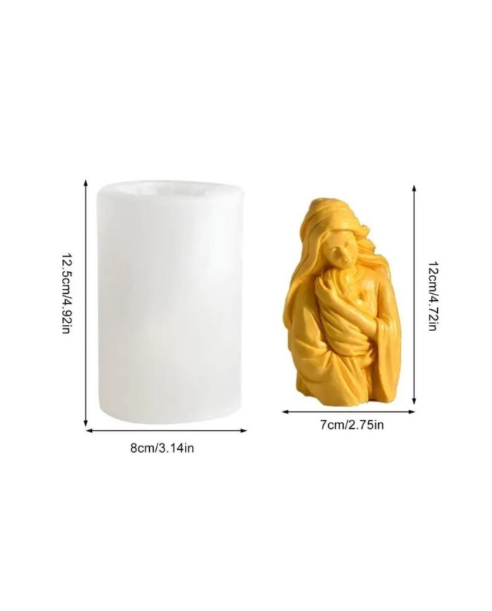 Bakire Mary İsa Anne Bebek Mum Silikon Kalıbı - Kod: