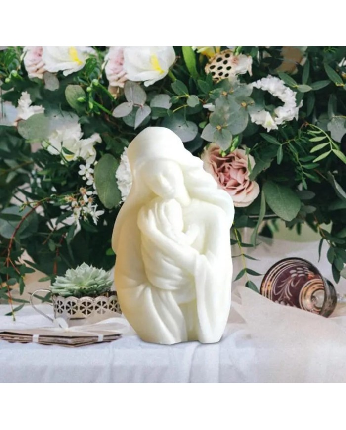 Bakire Mary İsa Anne Bebek Mum Silikon Kalıbı - Kod: