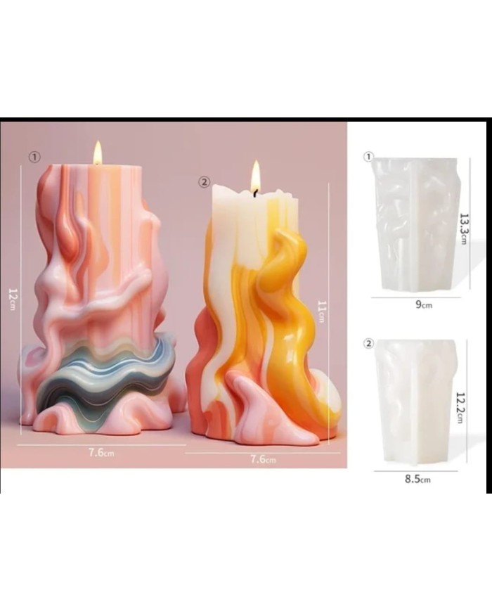 Geometrik Dalgalı Dekoratif Mum Silikon Kalıbı - Kod: