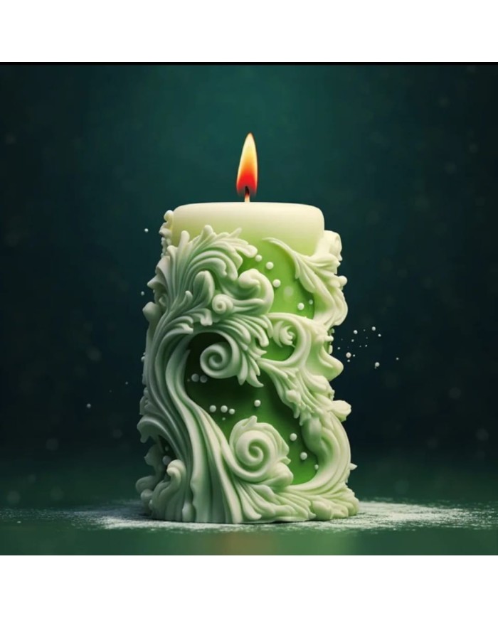 Kabartma Çiçek Desenli Mum Silikon Kalıbı - Kod: