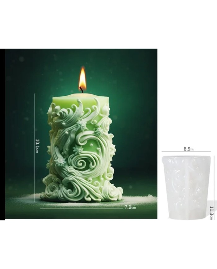 Kabartma Çiçek Desenli Mum Silikon Kalıbı - Kod: