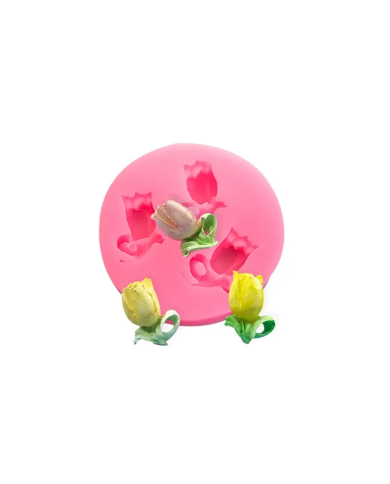 3 Küçük Lale Silikon Kalıp - Hobi Silikon Kalıbı -Kod:1133