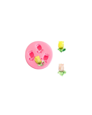 3 Küçük Lale Silikon Kalıp - Hobi Silikon Kalıbı -Kod:1133