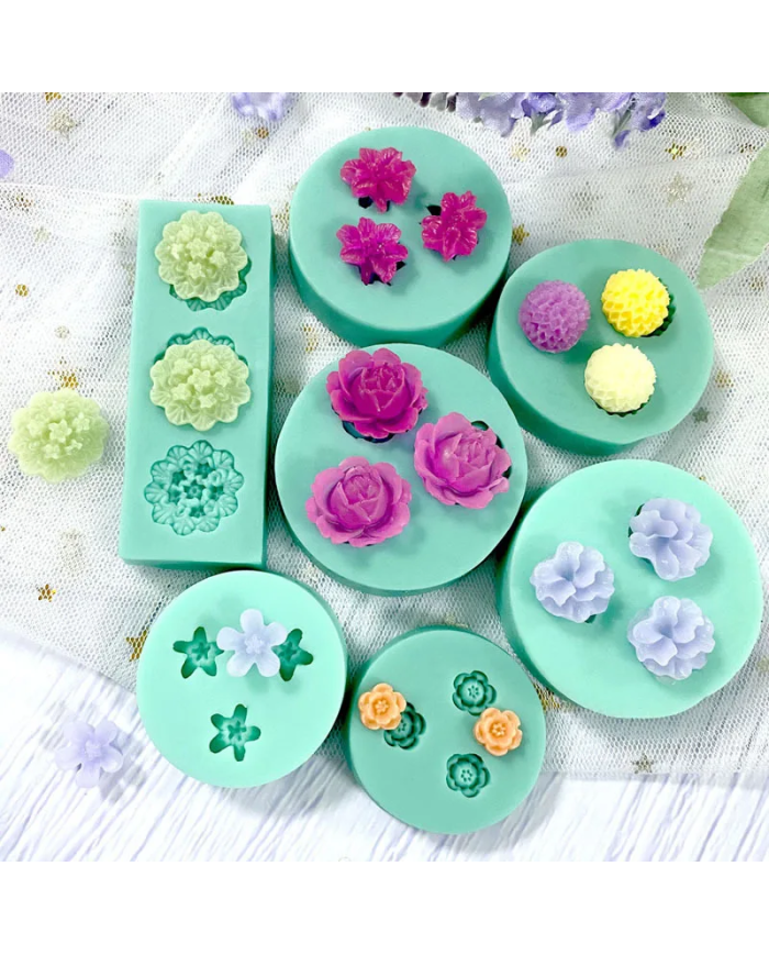 Mini Çiçekler Serisi Silikon Kalıp - Hobi Silikon Kalıbı