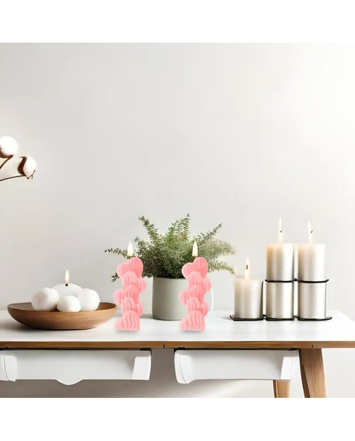 Dalgalı Kalp Modeli 3D Mum Hobi Silikon Kalıbı