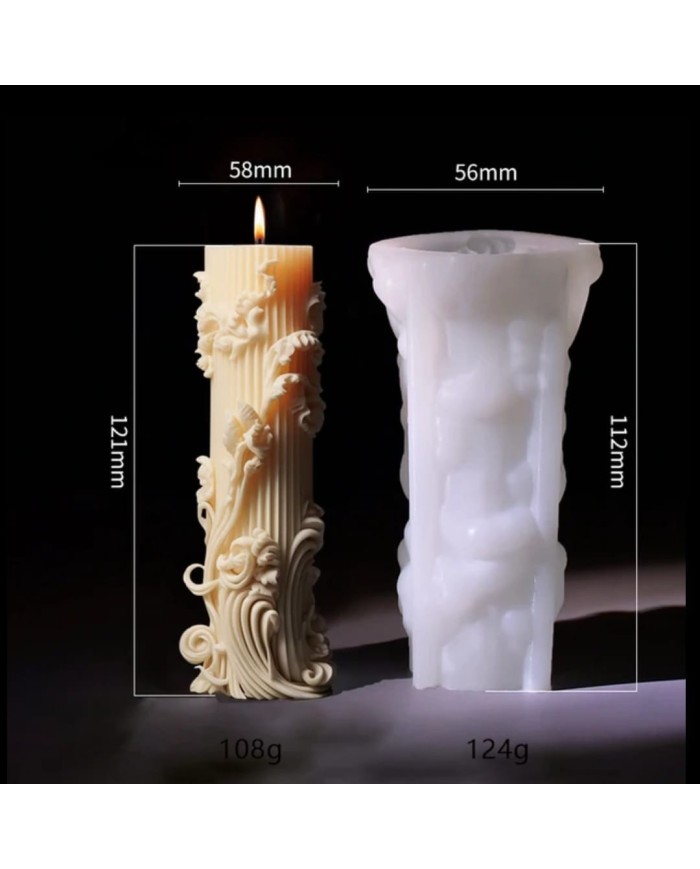 Oyma Roma Kolonu Silindir Mum Kalıbı