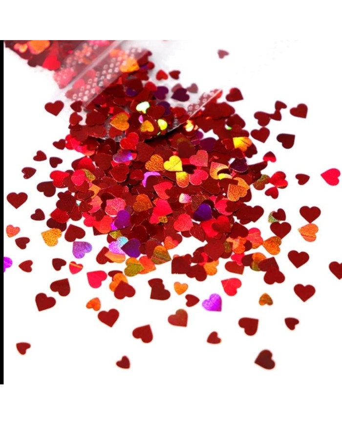 Epoksi Süsleme Glitter Pul Kalp Kırmızı - 5 gr