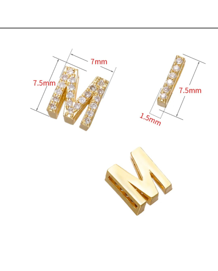 Altın Renk Taşlı Harf - W Harfi -1 Adet